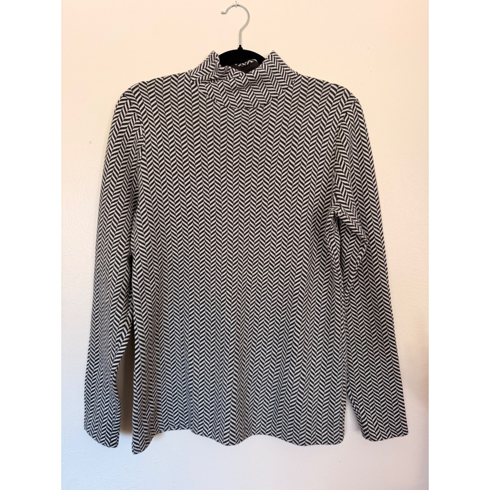 Duluth Trading Womens Medium Black Herringbone Coolmax Mock Neck Top Pullover